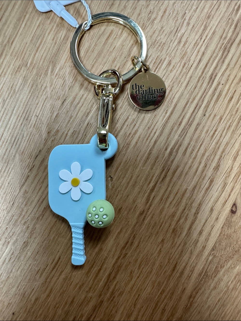 Blue Pickle Ball Paddle Keychain with Daisy & Lime Accent
